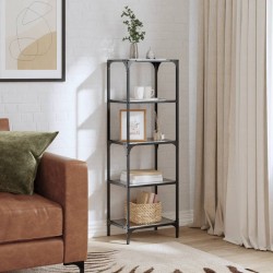 Étagère de rangement dessus en verre noir 40x30x123 cm acier 