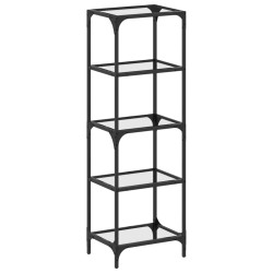 Étagère de rangement dessus en verre noir 40x30x123 cm acier 