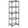 Étagère de rangement dessus en verre noir 40x30x123 cm acier 