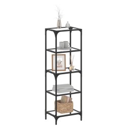 Étagère de rangement dessus en verre noir 40x30x123 cm acier 