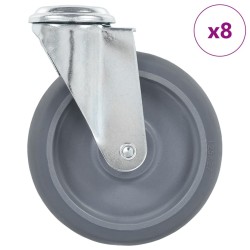 8 pcs Roulettes pivotantes à trou de boulon 125 mm 