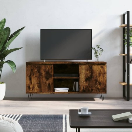 Meuble TV chêne fumé 104x35x50 cm bois d'ingénierie 