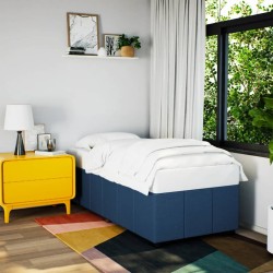 Cadre de lit sans matelas bleu 90x190 cm tissu 