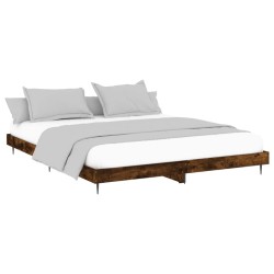 Cadre de lit sans matelas chêne fumé 150x200 cm bois ingénierie 