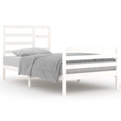 Cadre de lit sans matelas blanc bois massif 100x200 cm 