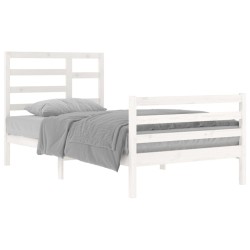 Cadre de lit sans matelas blanc bois massif 100x200 cm 