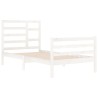 Cadre de lit sans matelas blanc bois massif 100x200 cm 