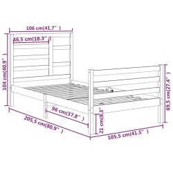 Cadre de lit sans matelas blanc bois massif 100x200 cm 