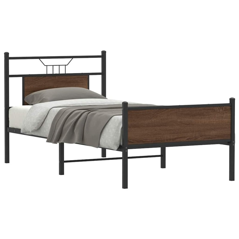 Cadre de lit sans matelas chêne marron 80x200cm bois ingénierie 