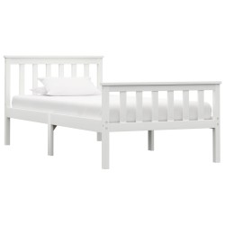 Cadre de lit sans matelas blanc bois de pin massif 90x200 cm 