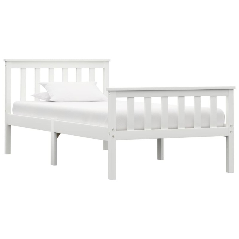 Cadre de lit sans matelas blanc bois de pin massif 90x200 cm Cadre de lit sans matelas blanc bois de pin massif 90x200 cm