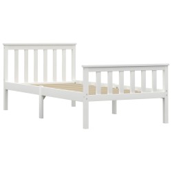 Cadre de lit sans matelas blanc bois de pin massif 90x200 cm 