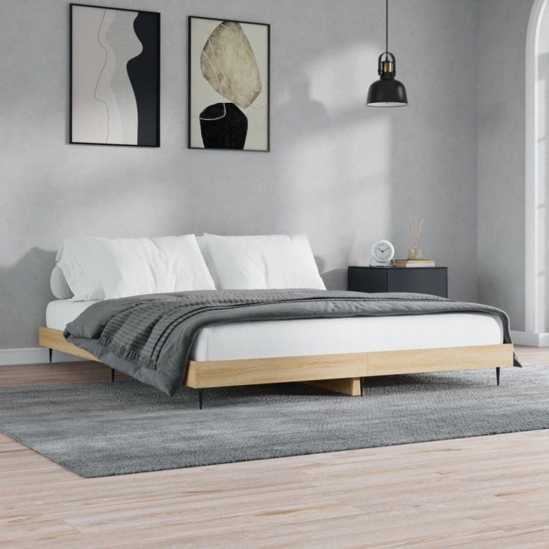 Cadre de lit sans matelas chêne sonoma 150x200 cm 