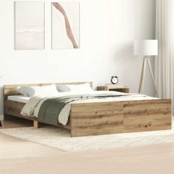 Cadre de lit sans matelas chêne artisanal 140x200 cm 