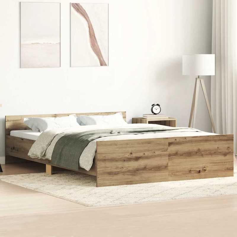 Cadre de lit sans matelas chêne artisanal 140x200 cm 