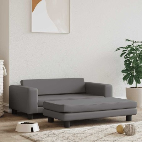 Lit pour chien avec extension gris 100x50x30 cm similicuir 