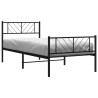 Cadre de lit métal sans matelas avec pied de lit noir 90x190 cm 