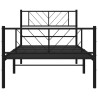 Cadre de lit métal sans matelas avec pied de lit noir 90x190 cm 