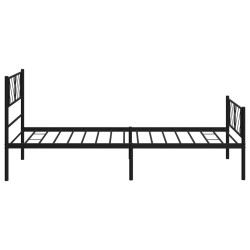 Cadre de lit métal sans matelas avec pied de lit noir 90x190 cm 
