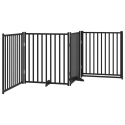 Barrière pour chiens avec porte 4 panneaux bois de sapin massif 