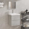 Armoire de bain avec miroir gris béton bois d'ingénierie 