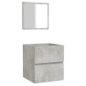 Armoire de bain avec miroir gris béton bois d'ingénierie 