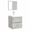Armoire de bain avec miroir gris béton bois d'ingénierie 