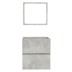 Armoire de bain avec miroir gris béton bois d'ingénierie 
