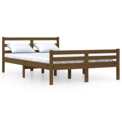 Cadre de lit sans matelas marron miel bois massif 120x190 cm 