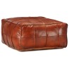 Pouf 60 x 60 x 30 cm Brun roux Cuir véritable de chèvre 