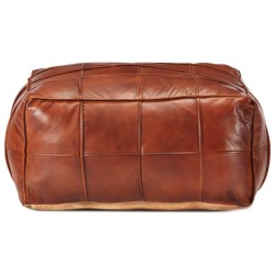 Pouf 60 x 60 x 30 cm Brun roux Cuir véritable de chèvre 