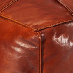Pouf 60 x 60 x 30 cm Brun roux Cuir véritable de chèvre 