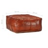 Pouf 60 x 60 x 30 cm Brun roux Cuir véritable de chèvre 