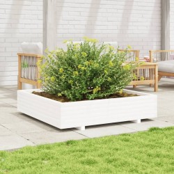 Jardinière blanc 110x110x26,5 cm bois de pin massif 