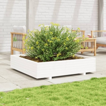 Jardinière blanc 110x110x26,5 cm bois de pin massif 