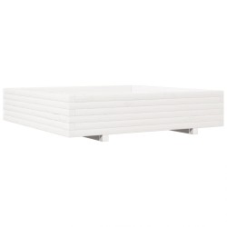 Jardinière blanc 110x110x26,5 cm bois de pin massif 