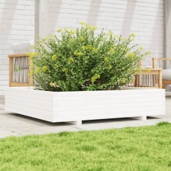 Jardinière blanc 110x110x26,5 cm bois de pin massif 