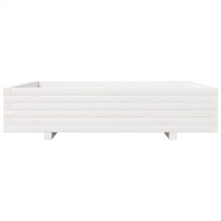 Jardinière blanc 110x110x26,5 cm bois de pin massif 