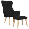 Chaise de relaxation avec repose-pied Noir Tissu 