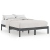 Cadre de lit sans matelas gris bois massif 