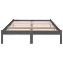 Cadre de lit sans matelas gris bois massif 