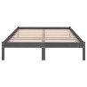 Cadre de lit sans matelas gris bois massif 