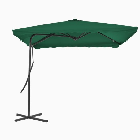 Parasol d'extérieur avec mât en acier 250x250 cm vert 