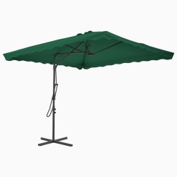 Parasol d'extérieur avec mât en acier 250x250 cm vert 