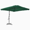 Parasol d'extérieur avec mât en acier 250x250 cm vert 