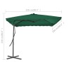 Parasol d'extérieur avec mât en acier 250x250 cm vert 