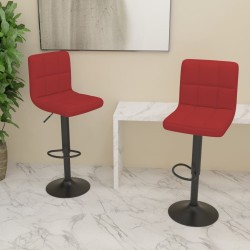 Tabourets de bar lot de 2 rouge bordeaux tissu 