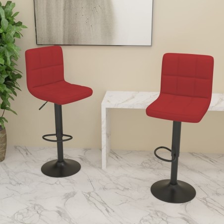Tabourets de bar lot de 2 rouge bordeaux tissu 