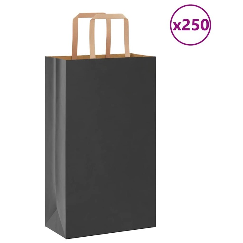 Sacs en papier 250 pcs avec poignées noir 21x11x36 cm 