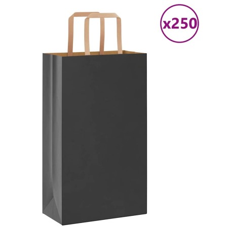Sacs en papier 250 pcs avec poignées noir 21x11x36 cm 